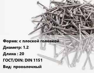 Гвоздь с плоской головкой 1.2х20 ГОСТ: DIN 1151 проволочный